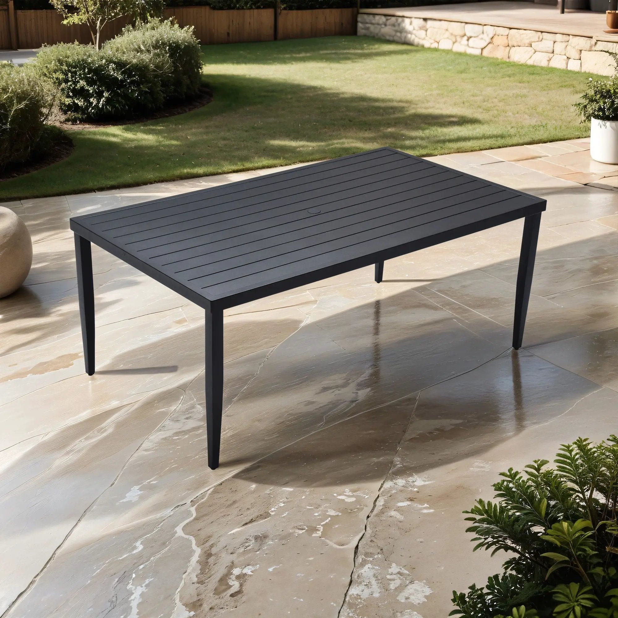 Outdoor Patio Dining Table With Tapered Feet & Umbrella Hole by HouseOfZazla
