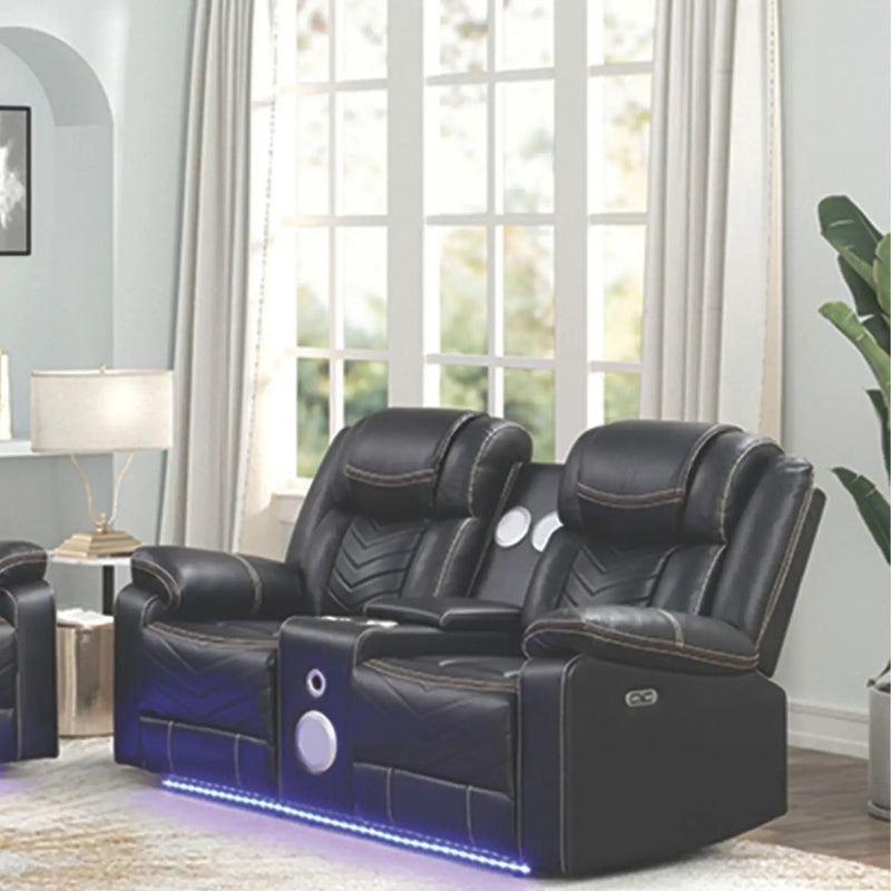 Challenger LED Power Recliner Loveseat With Console