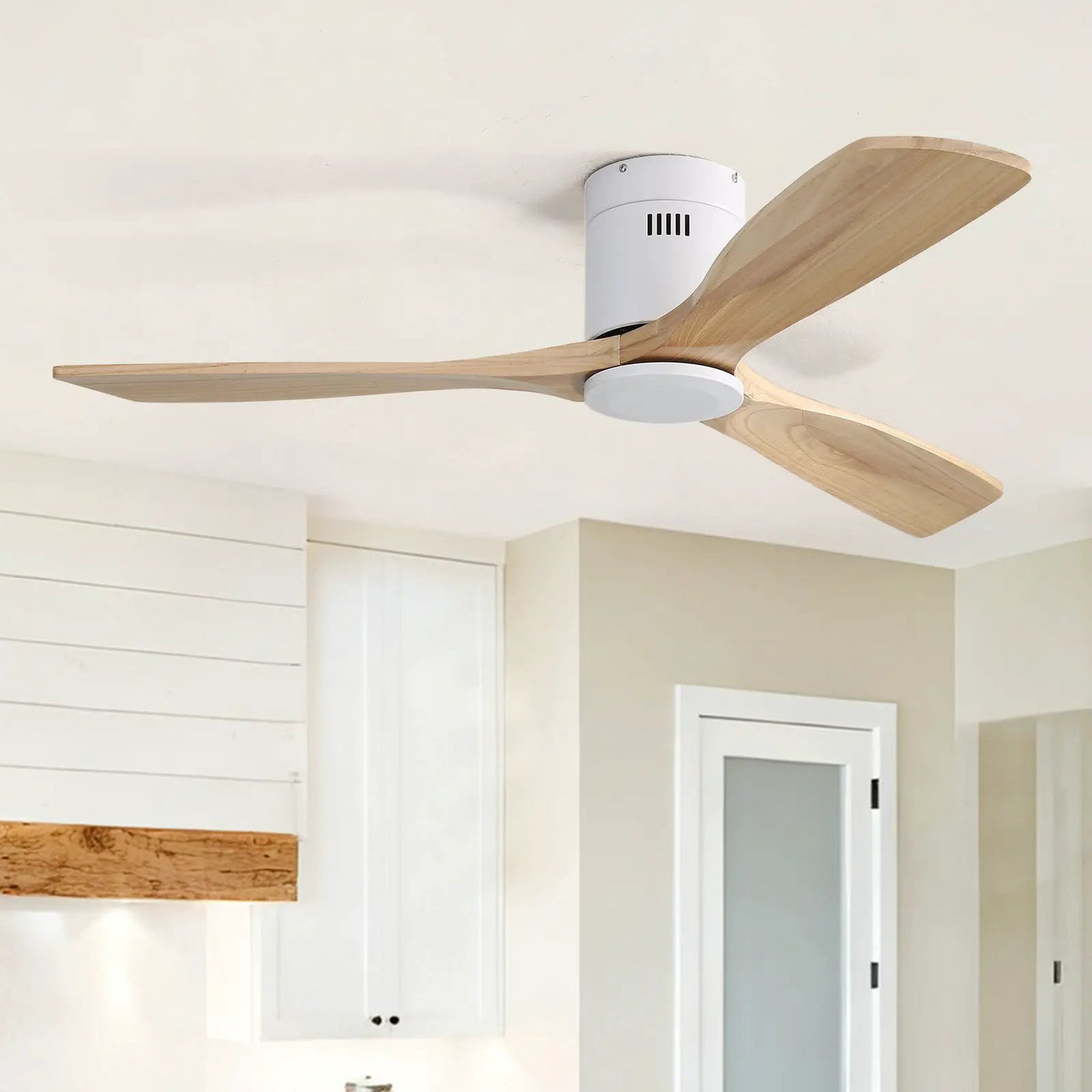 Low Profile Ceiling Fan DC, 3 Blade, Noiseless Reversible Motor, Remote Control by Unique Piece Furniture