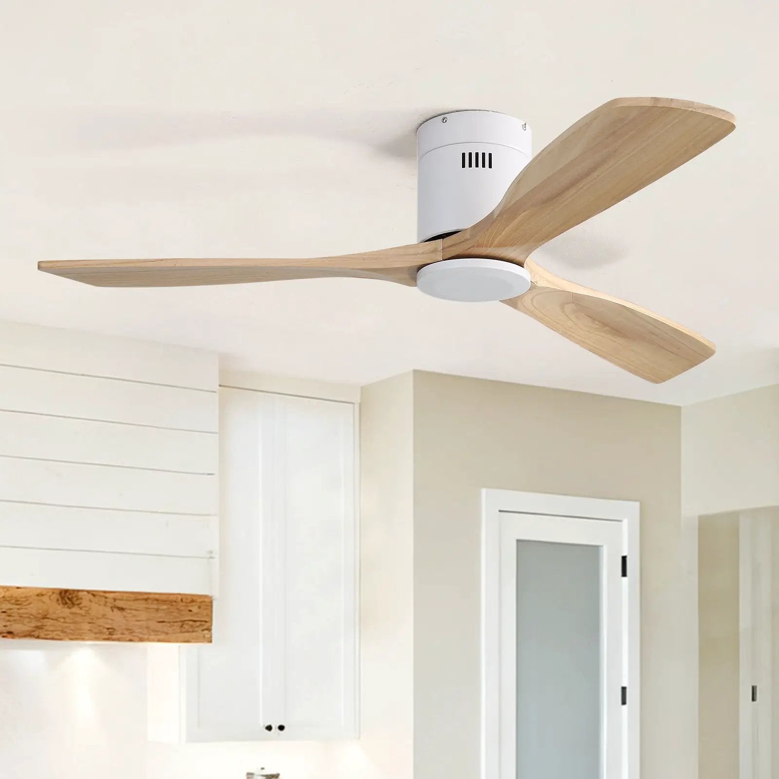 Low Profile Ceiling Fan DC, 3 Blade, Noiseless Reversible Motor, Remote Control by Unique Piece Furniture