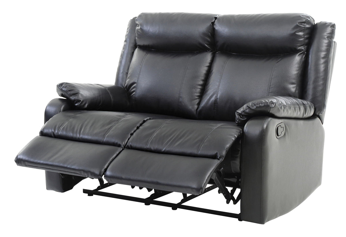 Reclining Loveseat with PU Upholstery - Black or Dark Gray