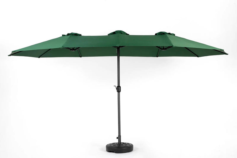 14.8 Ft Double Sided Outdoor Umbrella Rectangular Large with Crank (Dark Green)(No Base) by HouseOfZazla