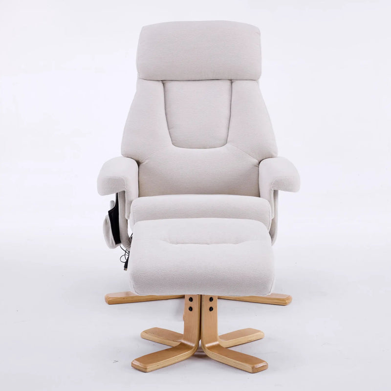 Upholstered Heated Massage 360° Swivel Accent Chair With Ottoman by HouseOfZazla