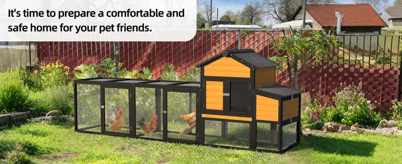 119.5" Outdoor Wooden Chicken Coop with Run by HouseOfZazla