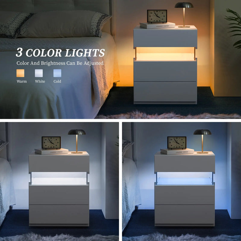 LED Nightstands with 3 Drawers by HouseOfZazla