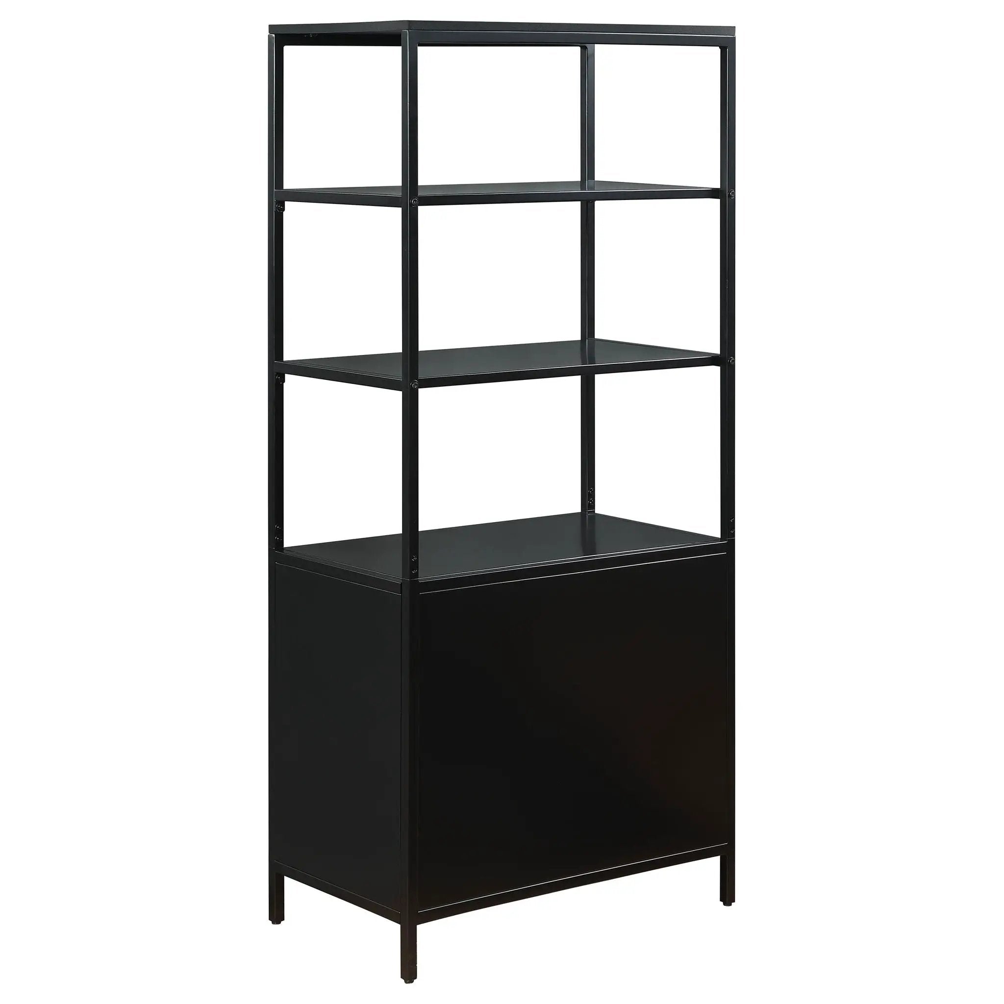 Amherst 3-shelf Radio Weave Cane Metal Accent Cabinet Black by Unique Piece Furniture
