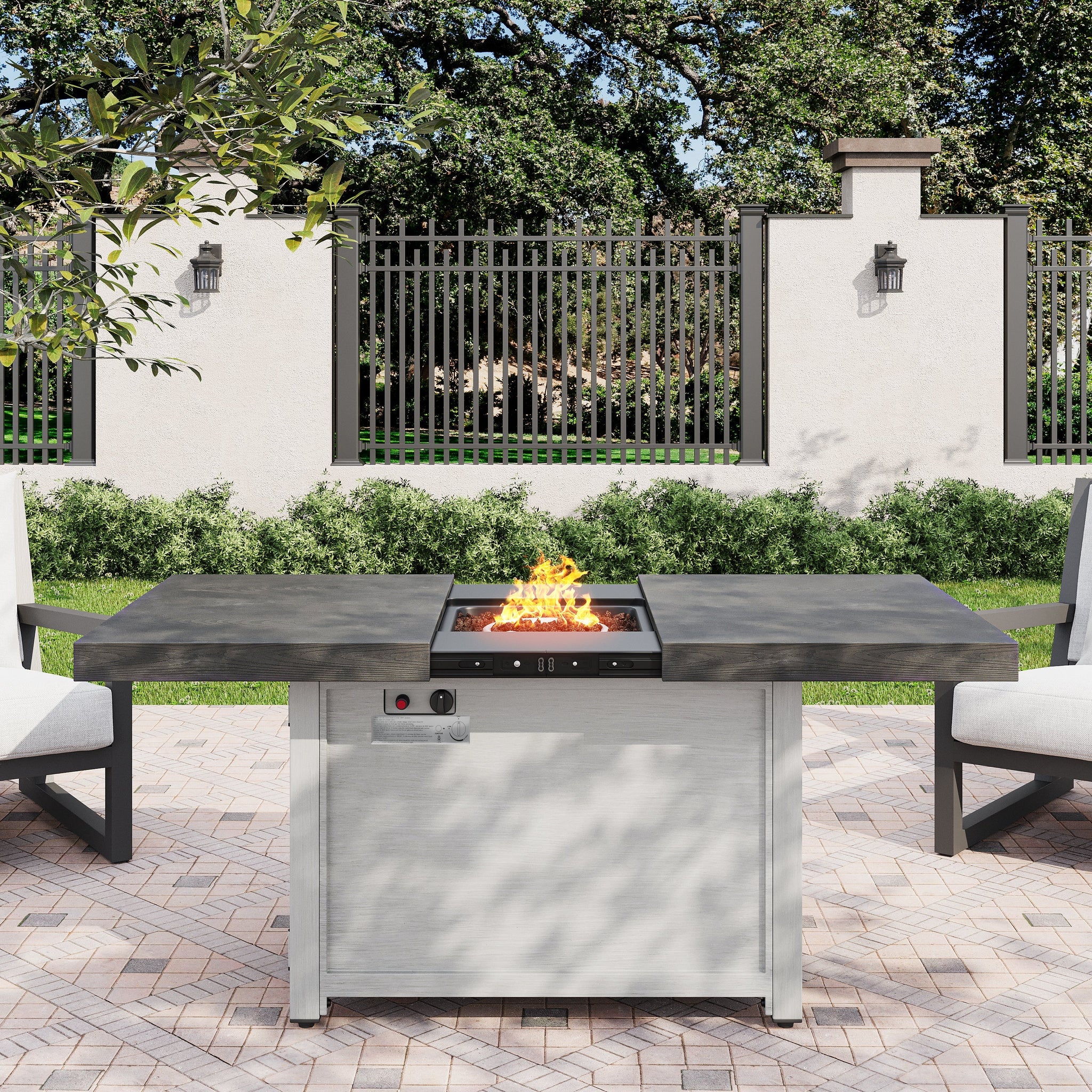 Extendable Rectangle Aluminum Alloy Fire Pit Table, 50,000 BTU by HouseOfZazla