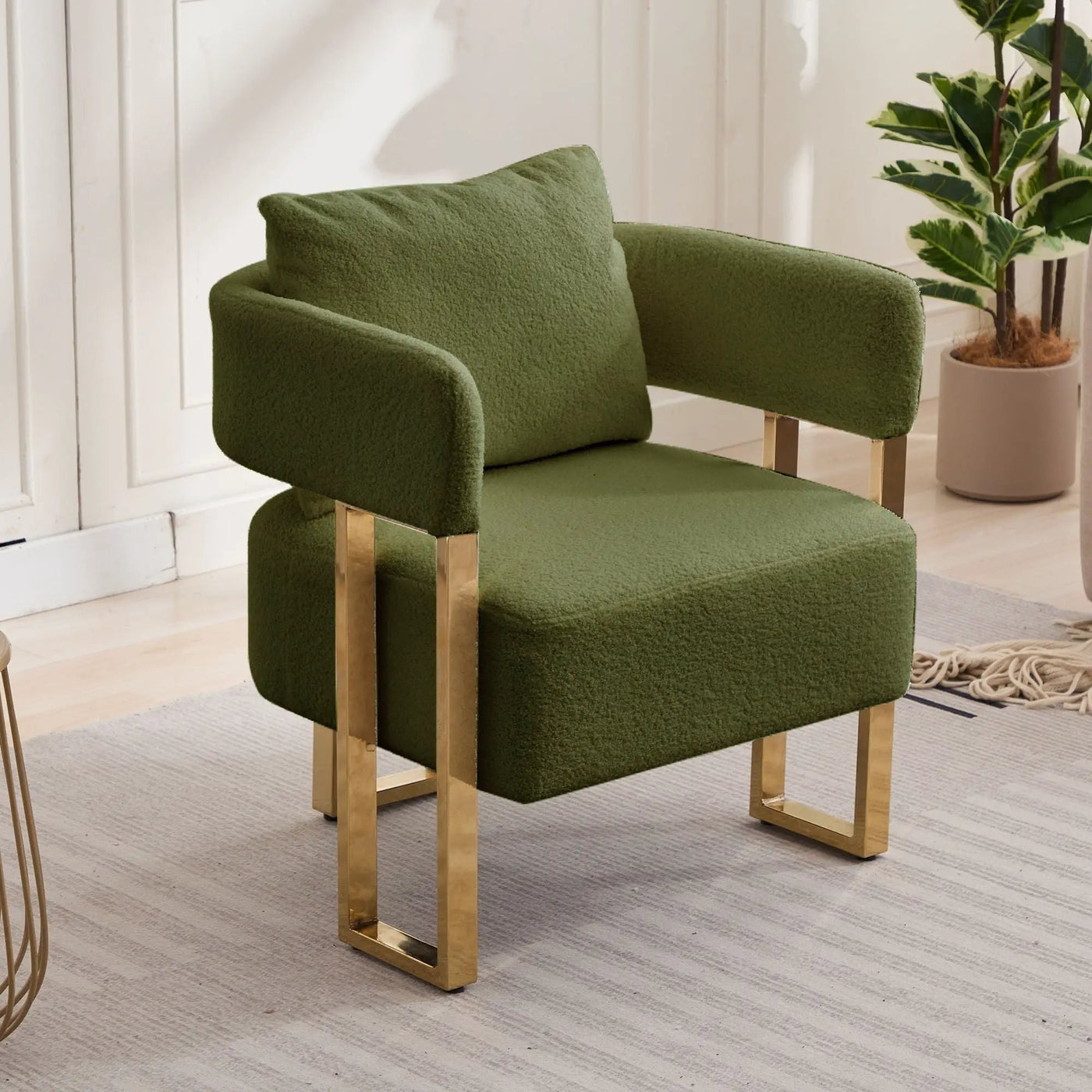 Modern Decorative Chair Teddy Fleece Upholstered And Metal Foot by Unique Piece Furniture