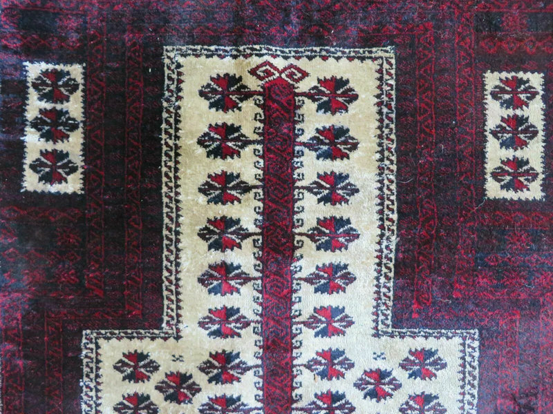 3' X 5' Handmade Fine Knotted Balouch Turkoman Prayer Silk Wool Rug by Jewel Rugs