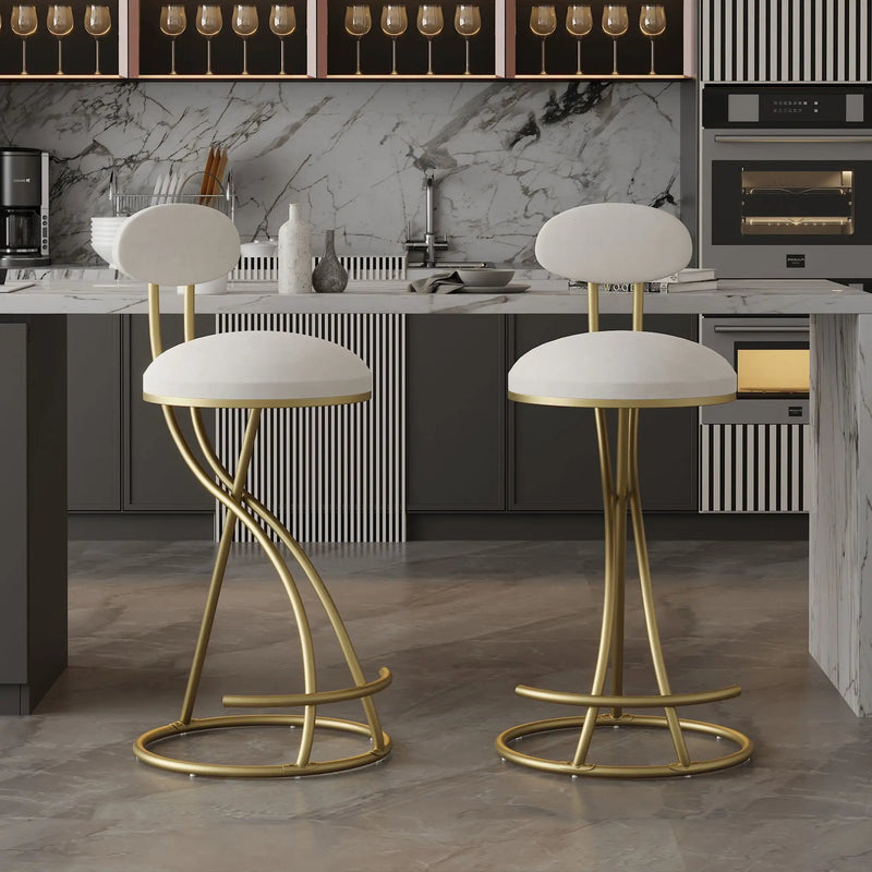 Bar Stools Upholstered Counter Height Barstools For Kitchen Island Modern Dining Chairs With Footrest (Set of 2) by Unique Piece Furniture