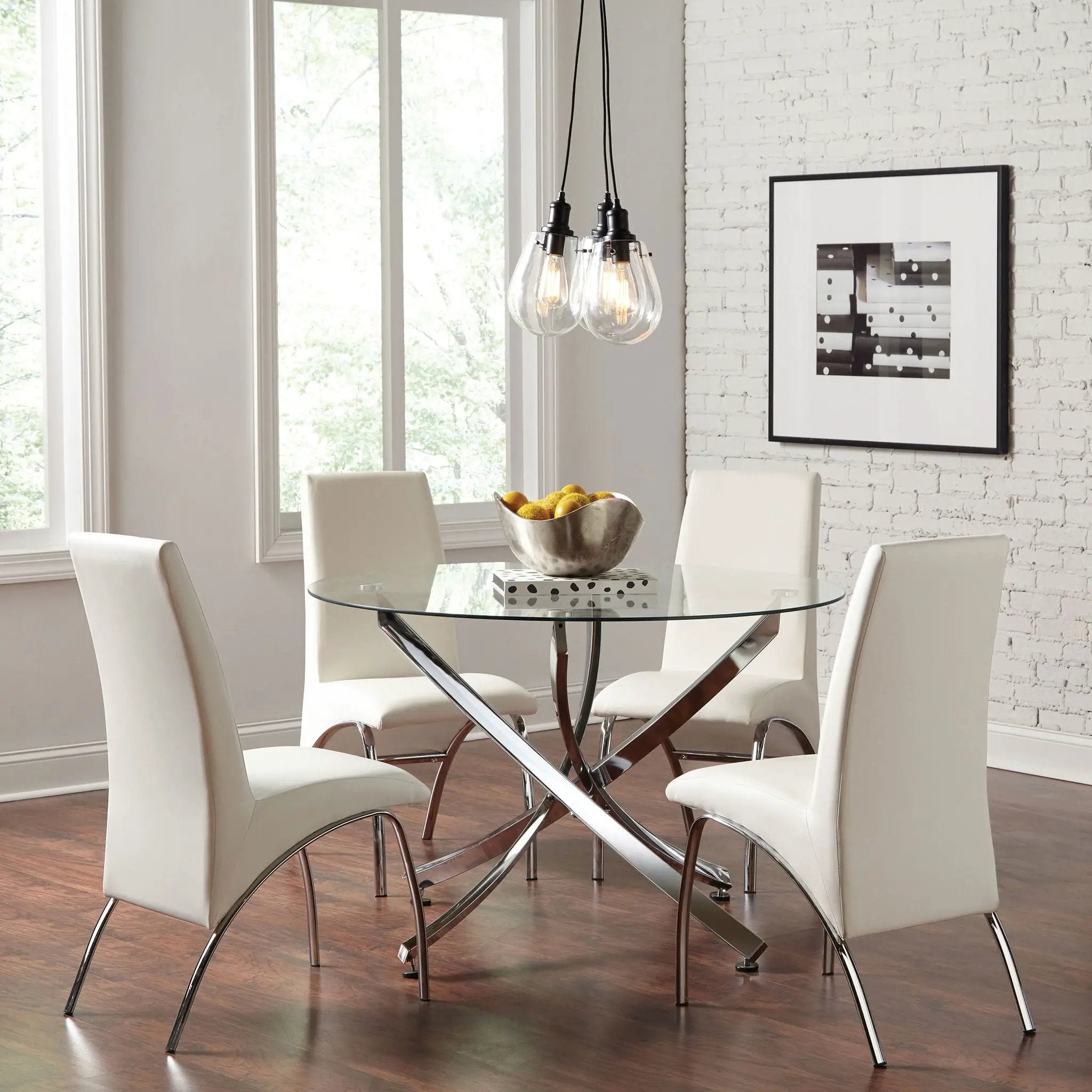 Beckham Round 46-inch Glass Top Dining Table Chrome by Unique Piece Furniture