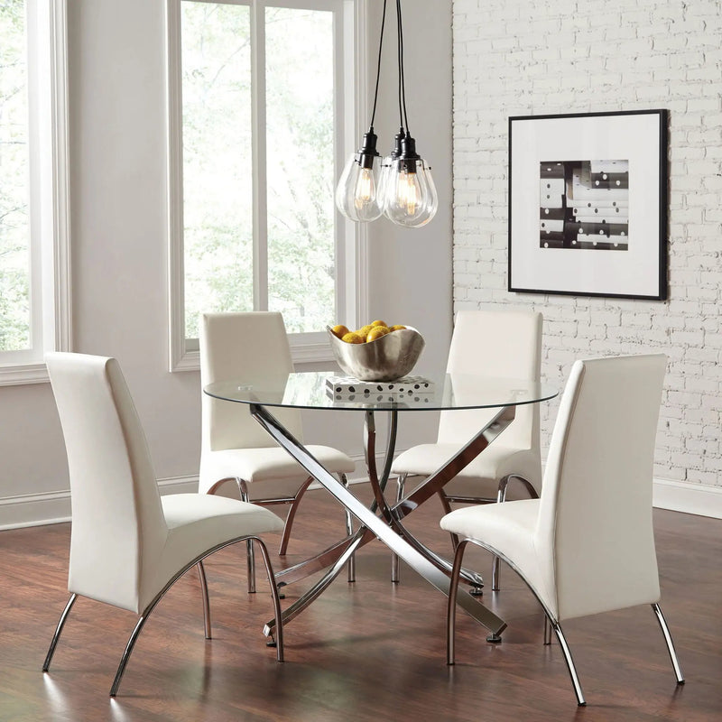 Beckham Round 46-inch Glass Top Dining Table Chrome by Unique Piece Furniture