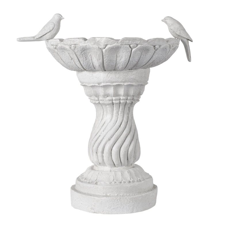 Magnesium Oxide Garden Bird Bath Statue with Twisted Pedestal - White Stone Finish, photo 5 of 10