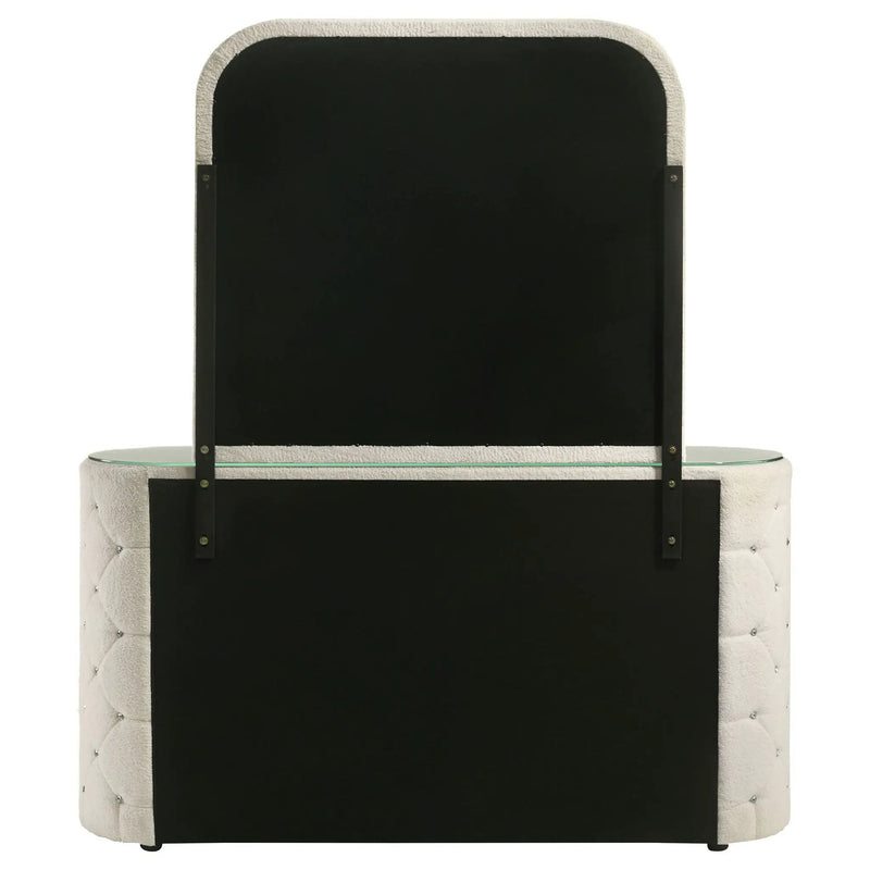 Sonya 6-drawer Upholstered Bedroom Dresser with Mirror Ivory by Unique Piece Furniture