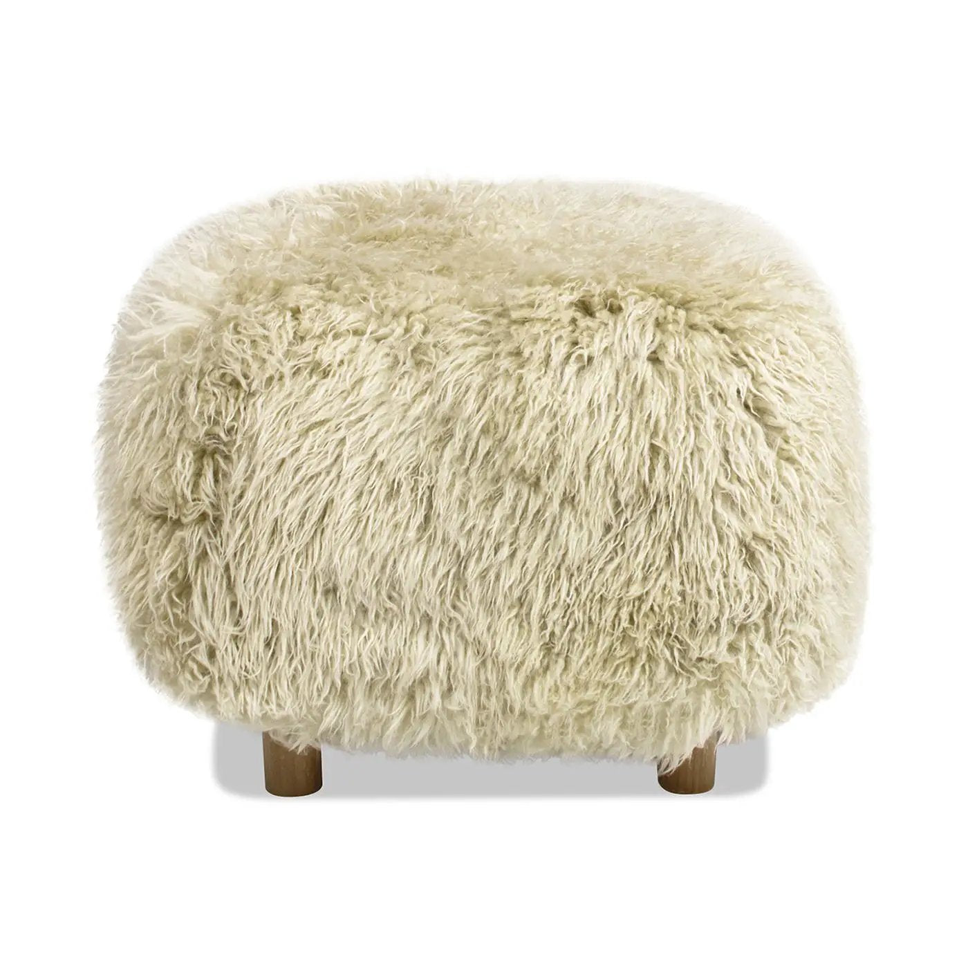 Enchante - New Zealand Sheepskin Rectangular Accent Ottoman - Taupe / Natural by HouseOfZazla