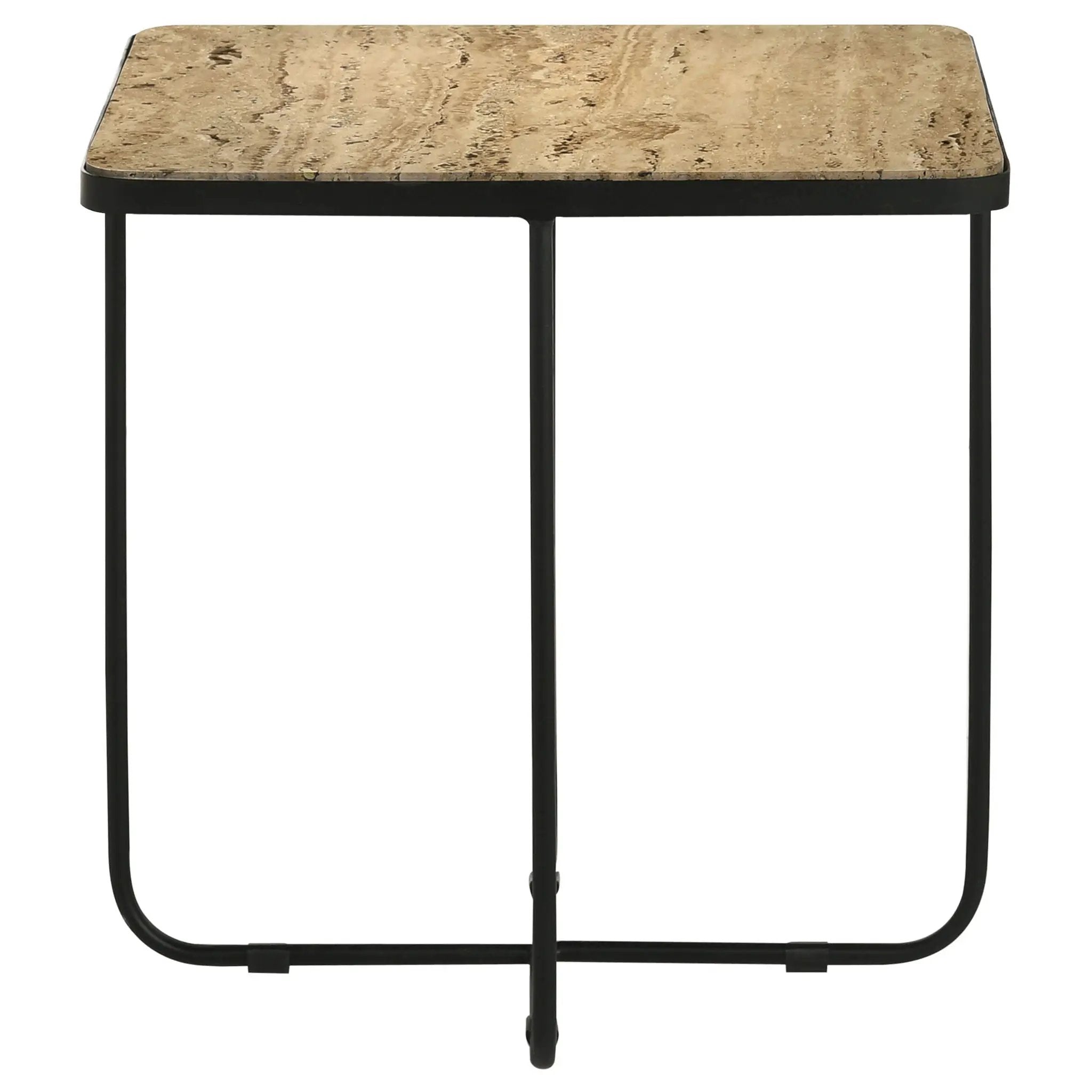 Elyna Square Stone Top Accent Side Table Beige by Unique Piece Furniture