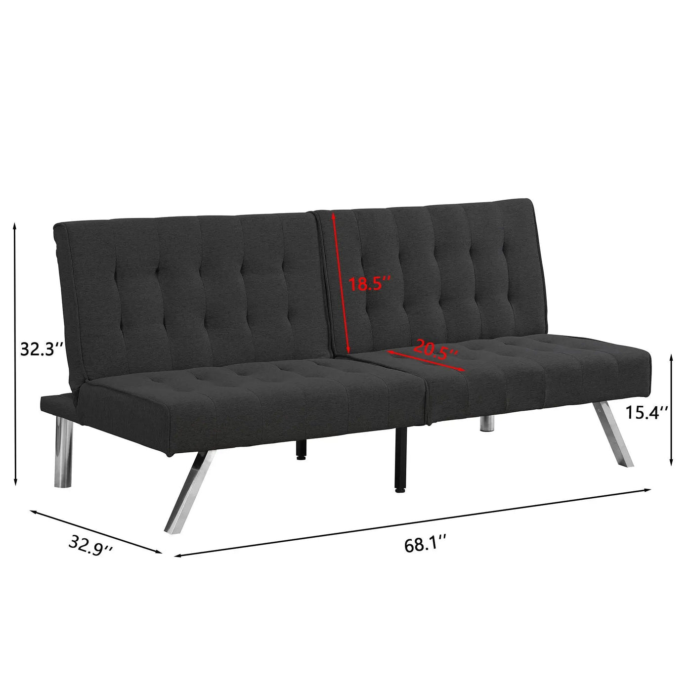 Modern Sofa Bed With Wood Frame And Stainless Legs by HouseOfZazla