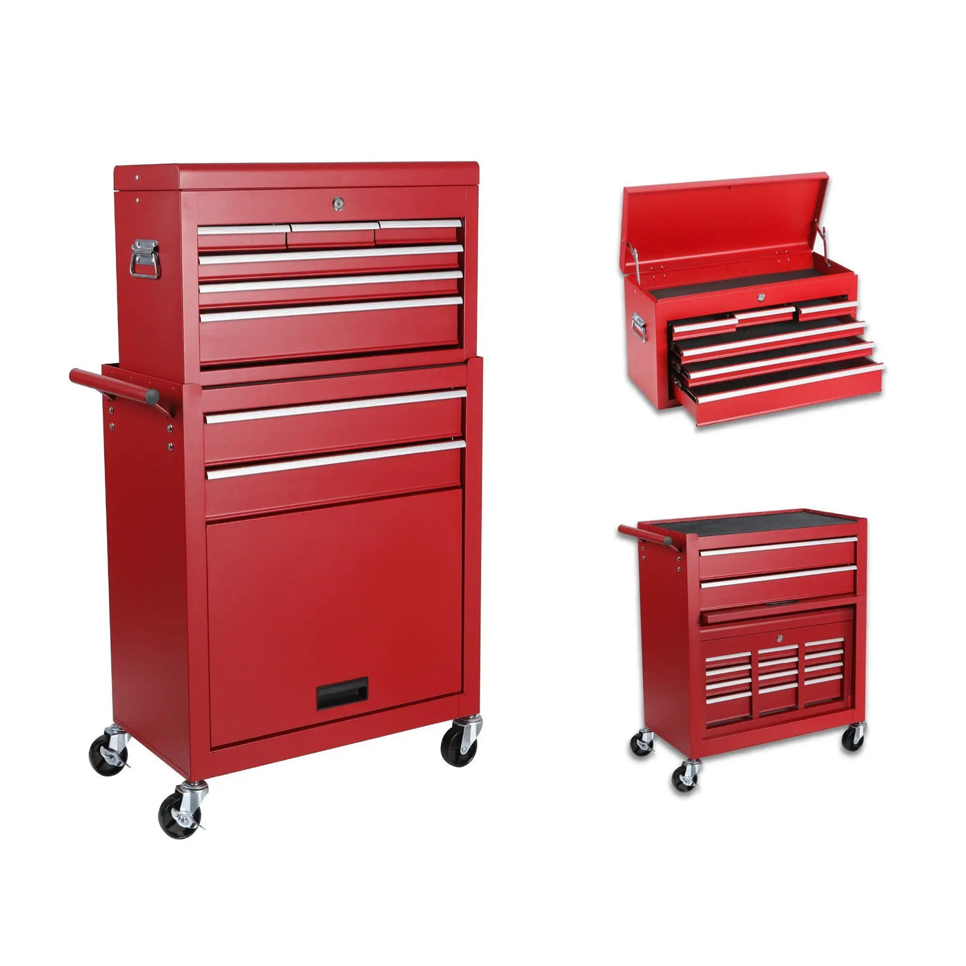 8 Drawer Rolling Tool Chest With 2 In 1 Detachable Top Box, Lockable Wheels by HouseOfZazla