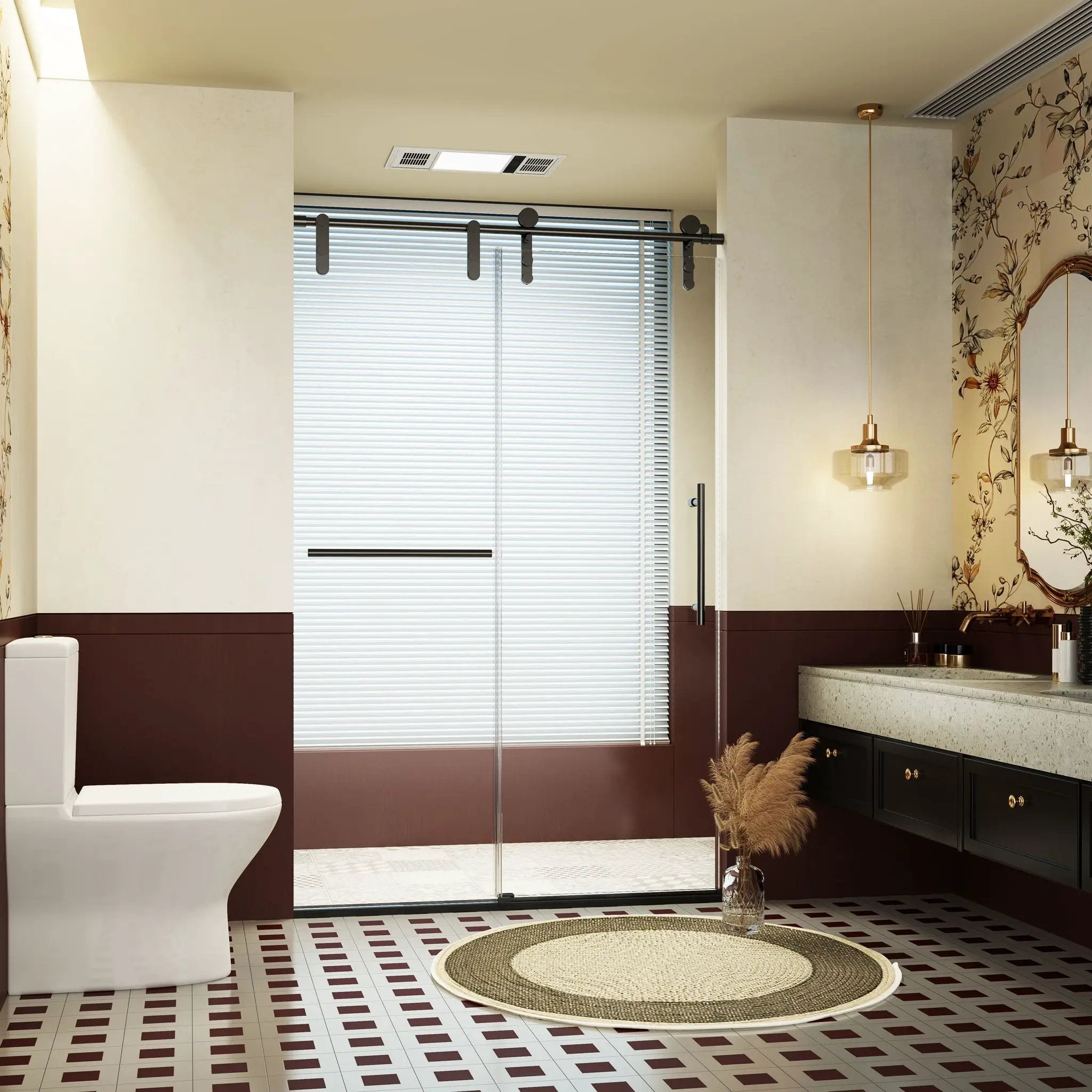 Frameless Single Sliding Shower Doors With Towel Rail & Handle by HouseOfZazla