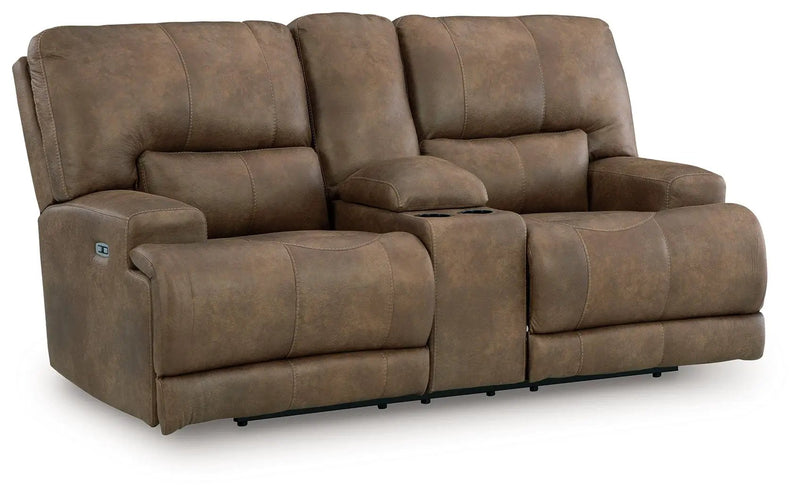 Beckley Place - Power Reclining Loveseat With Console / Adjustable Headrest - Earth by Unique Piece Furniture