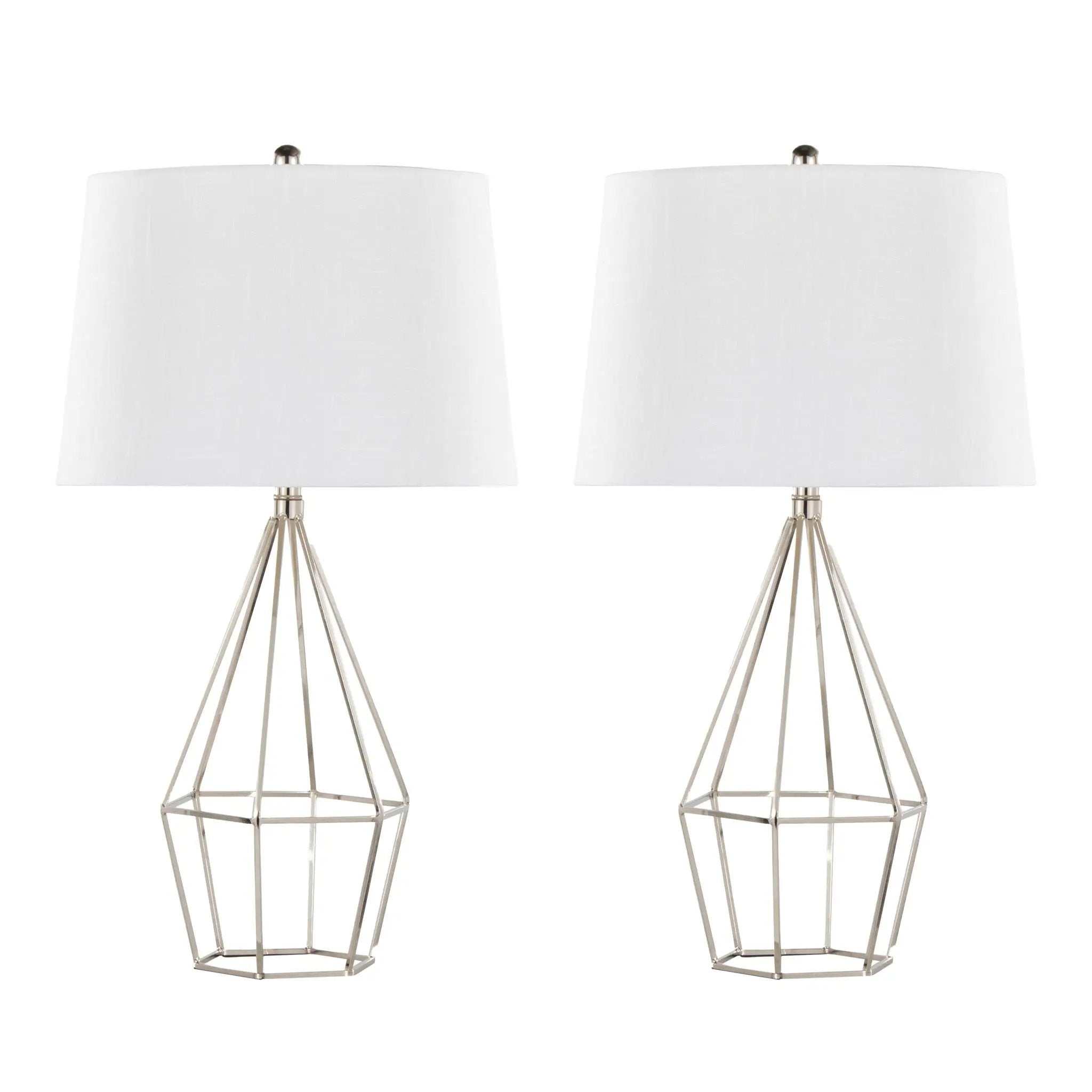 Diana - Contemporary Table Lamp (Set of 2) - Polished Nickel / Black Satin by HouseOfZazla