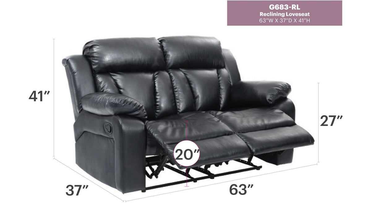 Cozy Padded Reclining Loveseat with Sturdy Construction - White, Black, or Dark Brown, photo 12 of 16
