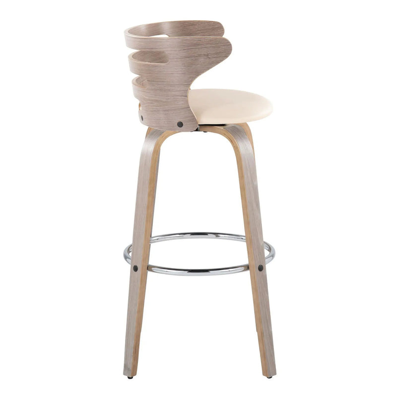 Cosini - Mid Century Modern Fixed Height, Barstool With Swivel With Round Footrest (Set of 2) by Unique Piece Furniture