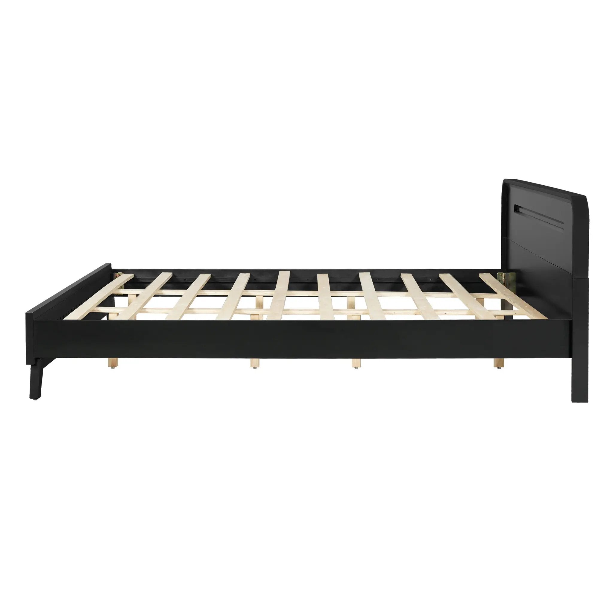 Pine Solid Wood King Size Bed, Solid and Stable, No Box Spring Needed by HouseOfZazla