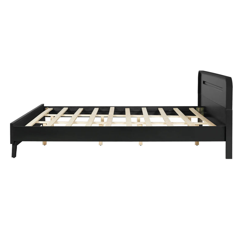 Pine Solid Wood King Size Bed, Solid and Stable, No Box Spring Needed by HouseOfZazla