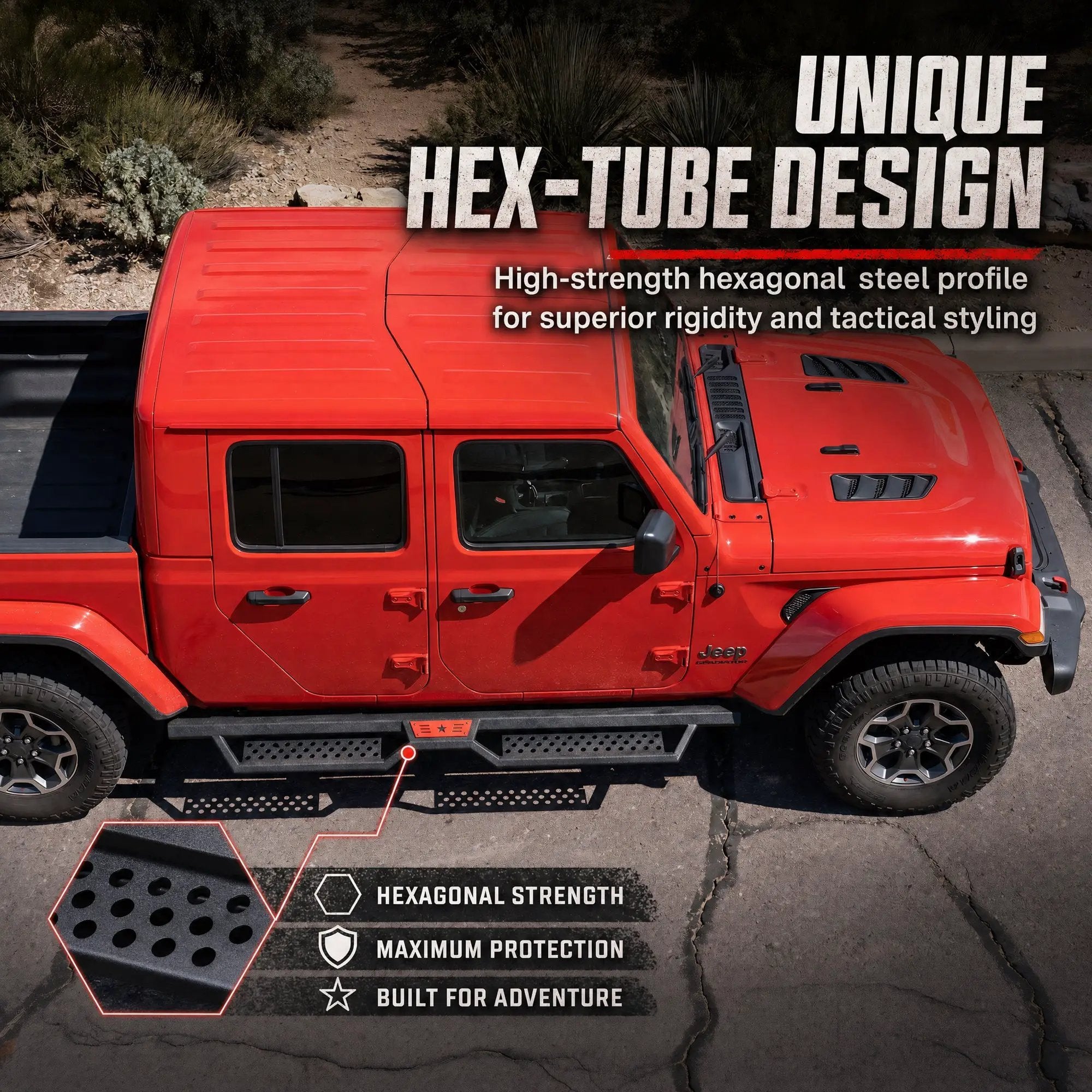 Hexagonal Style Running Boards for Jeep Gladiator JT by HouseOfZazla