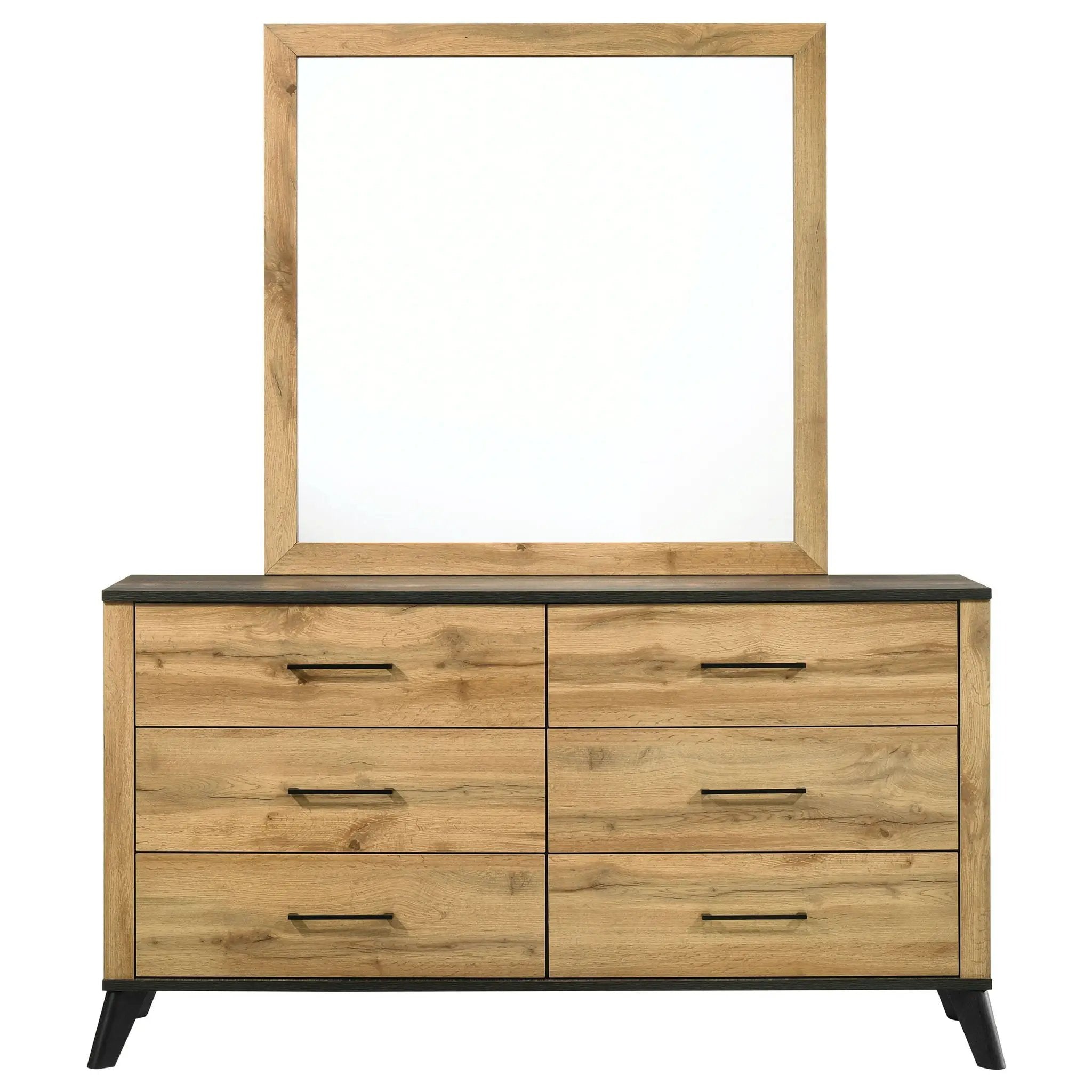 Kaywood 6-drawer Dresser and Mirror Natural Pine by Unique Piece Furniture