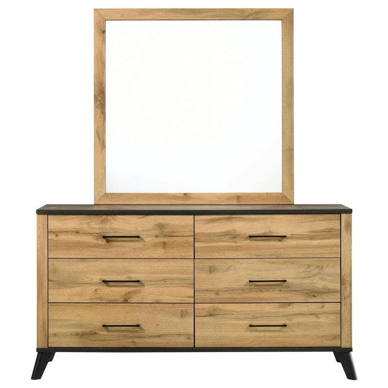 Kaywood 6-drawer Dresser and Mirror Natural Pine by Unique Piece Furniture