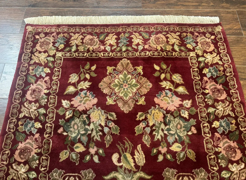 Indo Persian Kerman Rug 4x6, Burgundy, Floral by Jewel Rugs