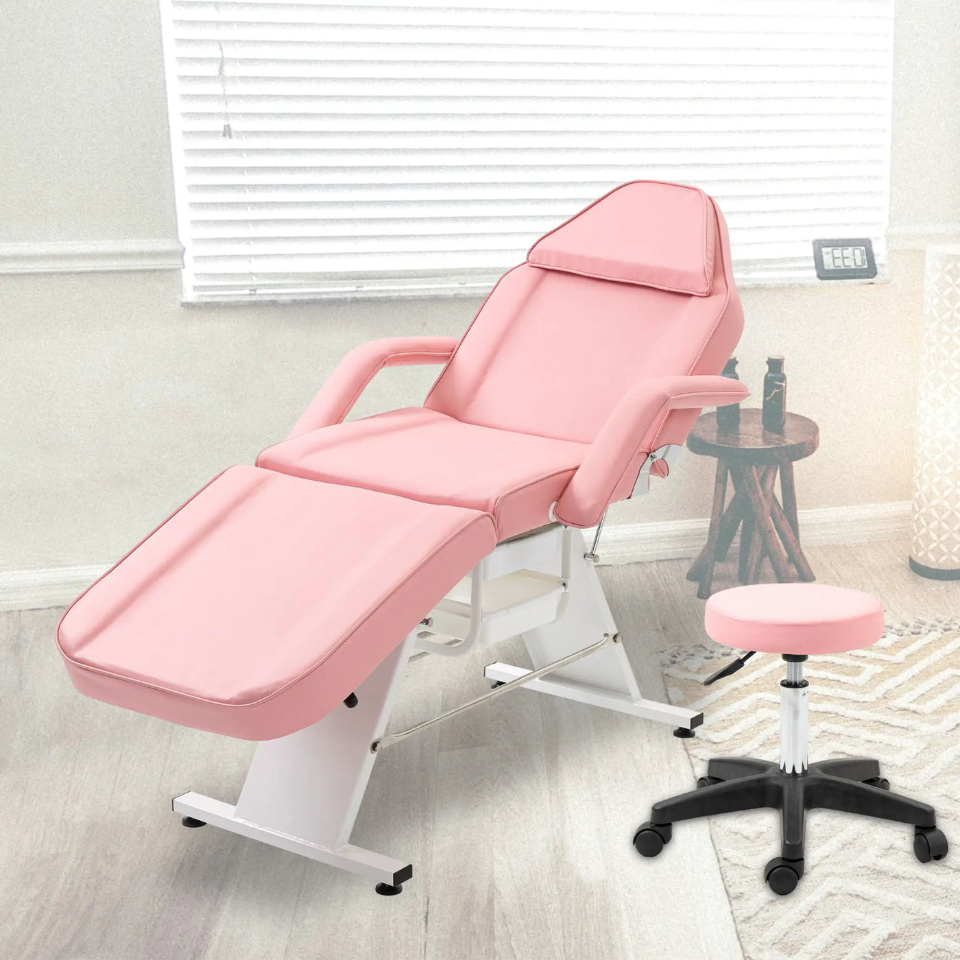 Massage Salon Tattoo Chair With Two Trays Esthetician Bed With Hydraulic Stool, Multi-Purpose 3-Section Facial Bed Table, Adjustable Beauty Barber Spa Beauty Equipment by HouseOfZazla