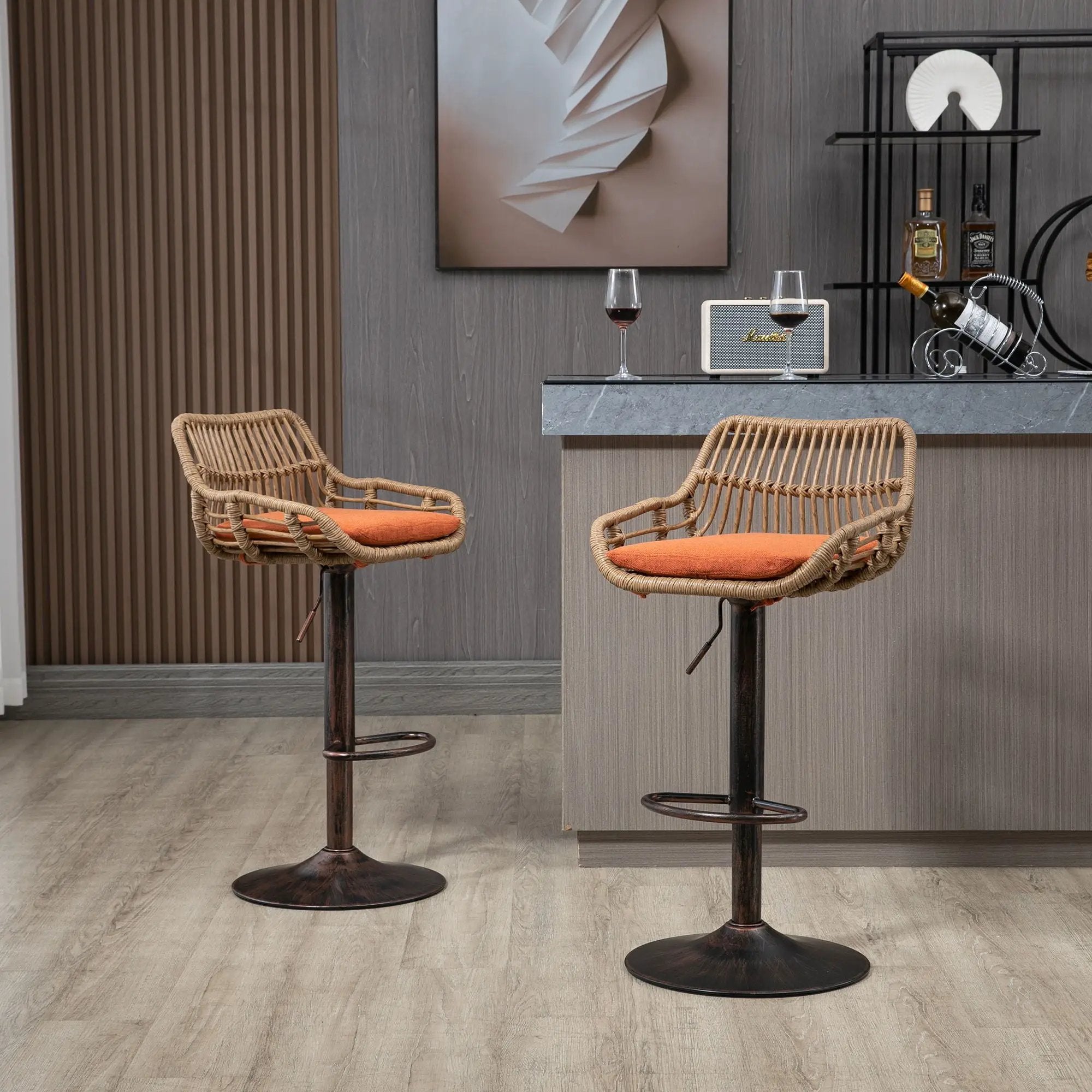 Modern Swivel Bar Stools Adjustable Counter Chairs With Footrest (Set of 2) by HouseOfZazla