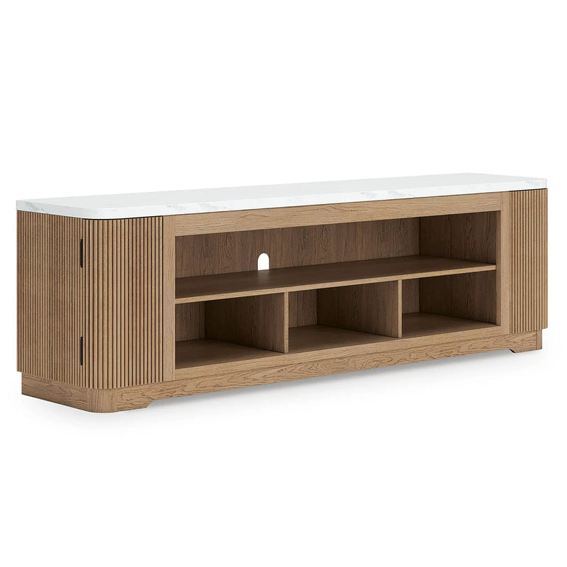 Camdill - XL TV Stand With Fireplace Option - Light Brown by Unique Piece Furniture