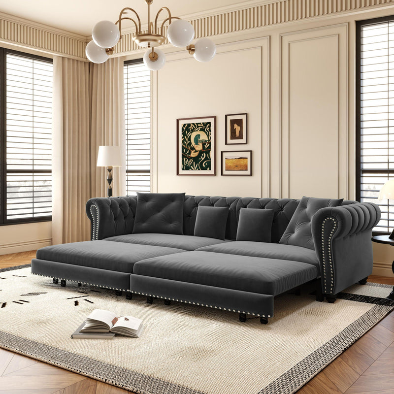 3 In 1 Convertible Sleeper Sofa Bed With Movable Ottoman by HouseOfZazla