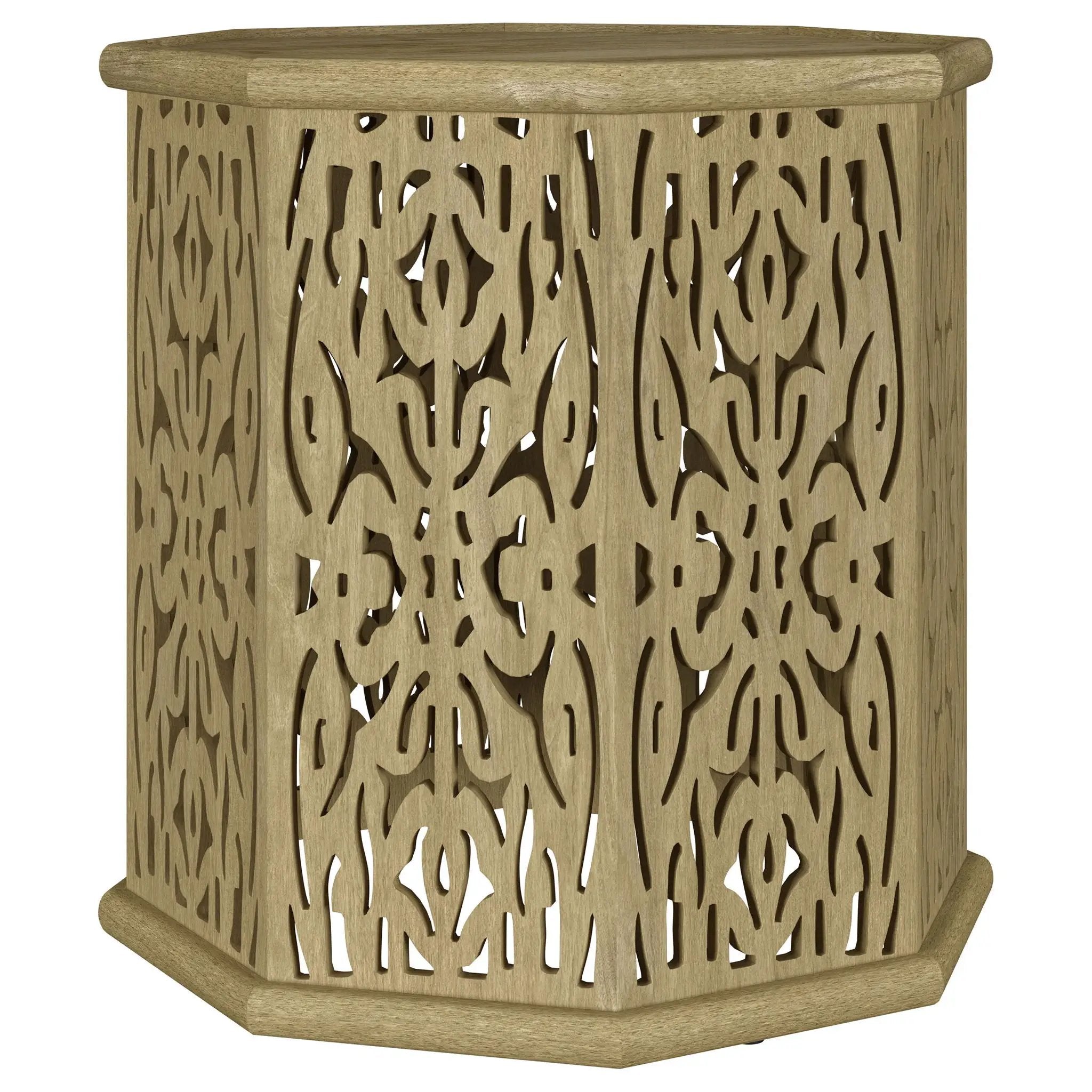 Torres Octagonal Solid Mango Wood Side Table Natural Brown by Unique Piece Furniture