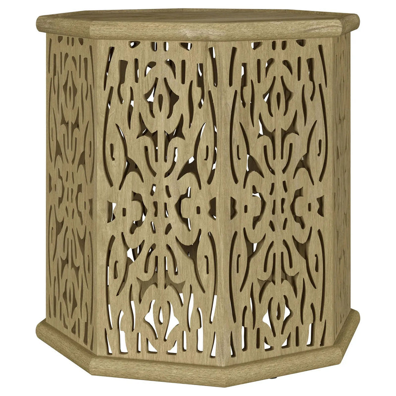 Torres Octagonal Solid Mango Wood Side Table Natural Brown by Unique Piece Furniture