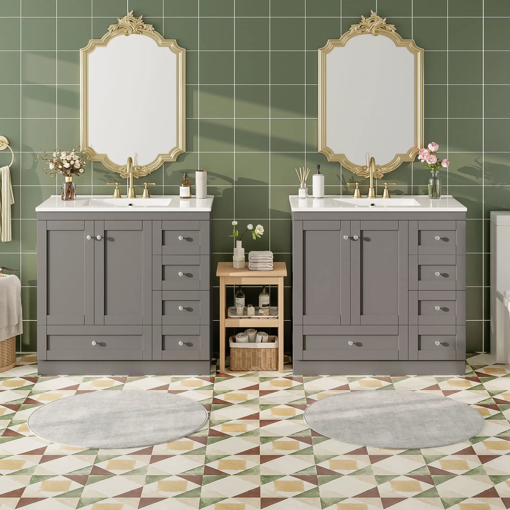 Shaker Free Standing Bathroom Vanity Cabinet & Sink, Soft Close Drawers, Soft Close Doors by HouseOfZazla