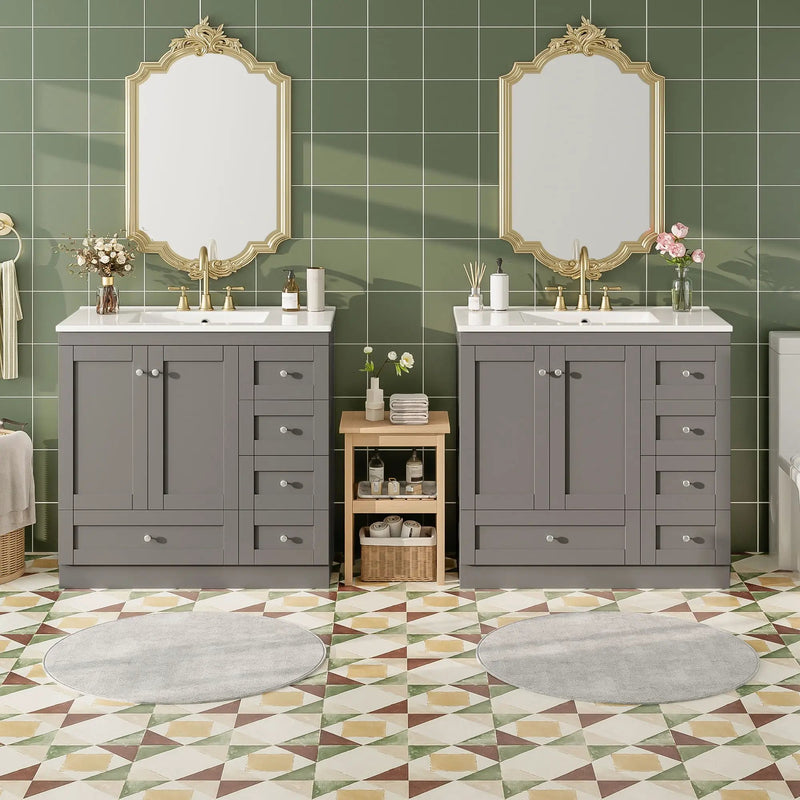 Shaker Free Standing Bathroom Vanity Cabinet & Sink, Soft Close Drawers, Soft Close Doors by HouseOfZazla