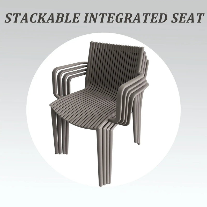 4 Modern Stackable Plastic Armchair Matched With Round Table by HouseOfZazla