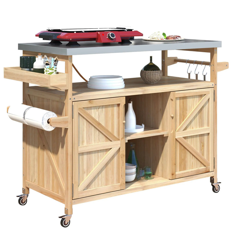 K&K Outdoor Kitchen Island, Rolling Bar Cart & Storage Cabinet by HouseOfZazla