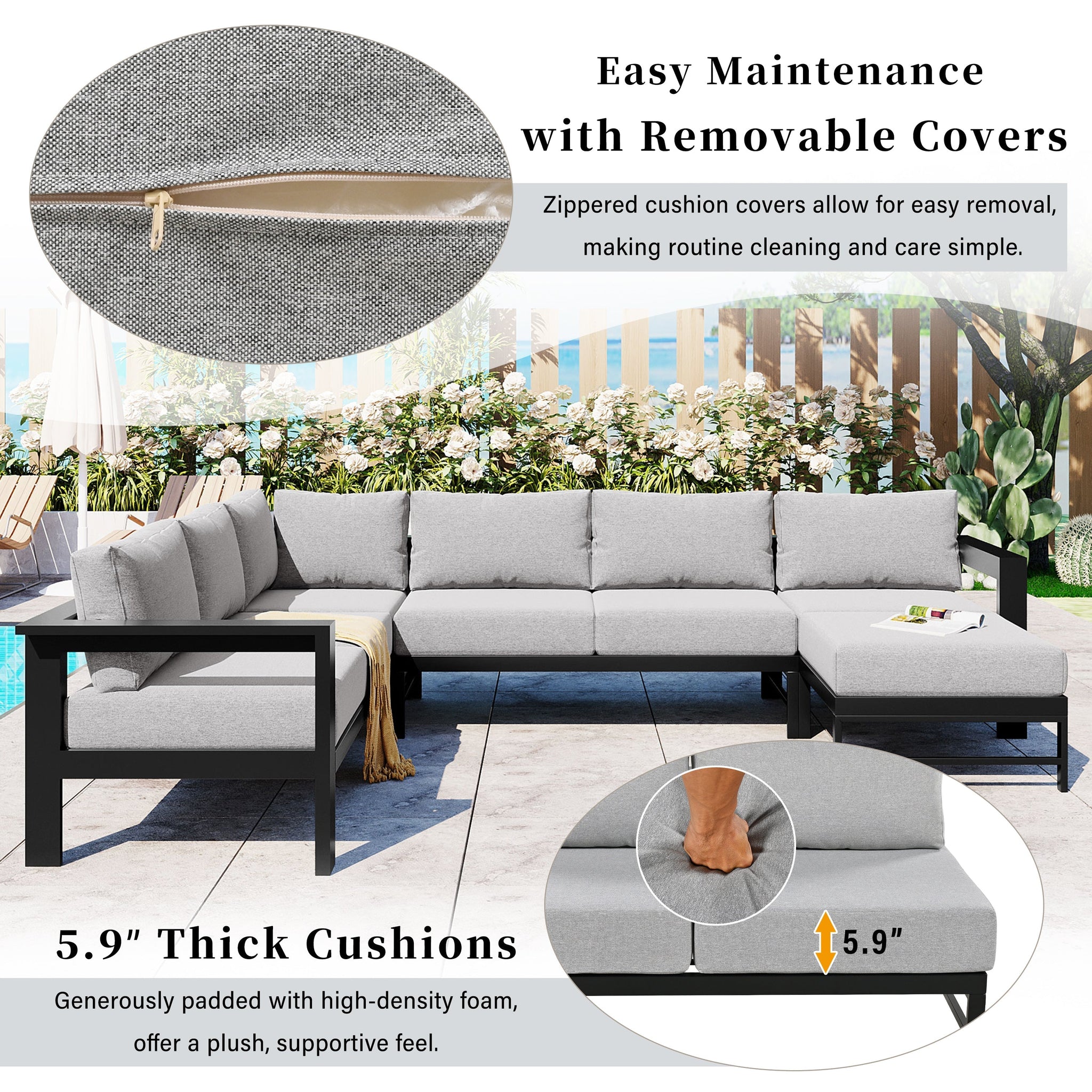 U_Style U-Shaped Outdoor Sectional Sofa Set by HouseOfZazla