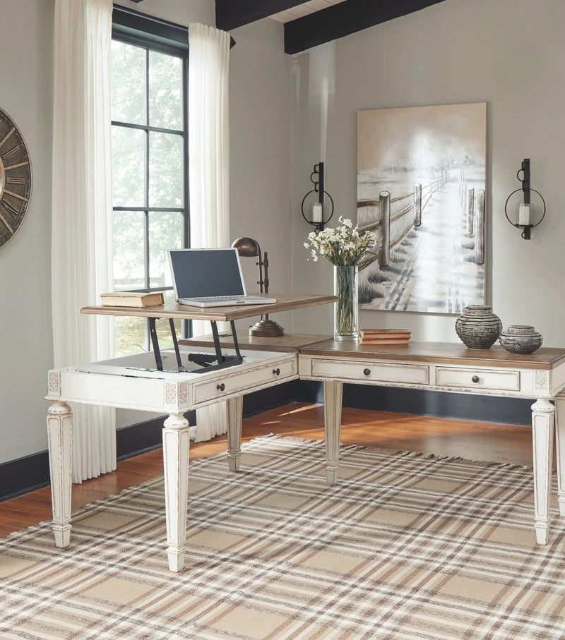Realyn - Home Office Lift Top Desk - White / Brown by Unique Piece Furniture