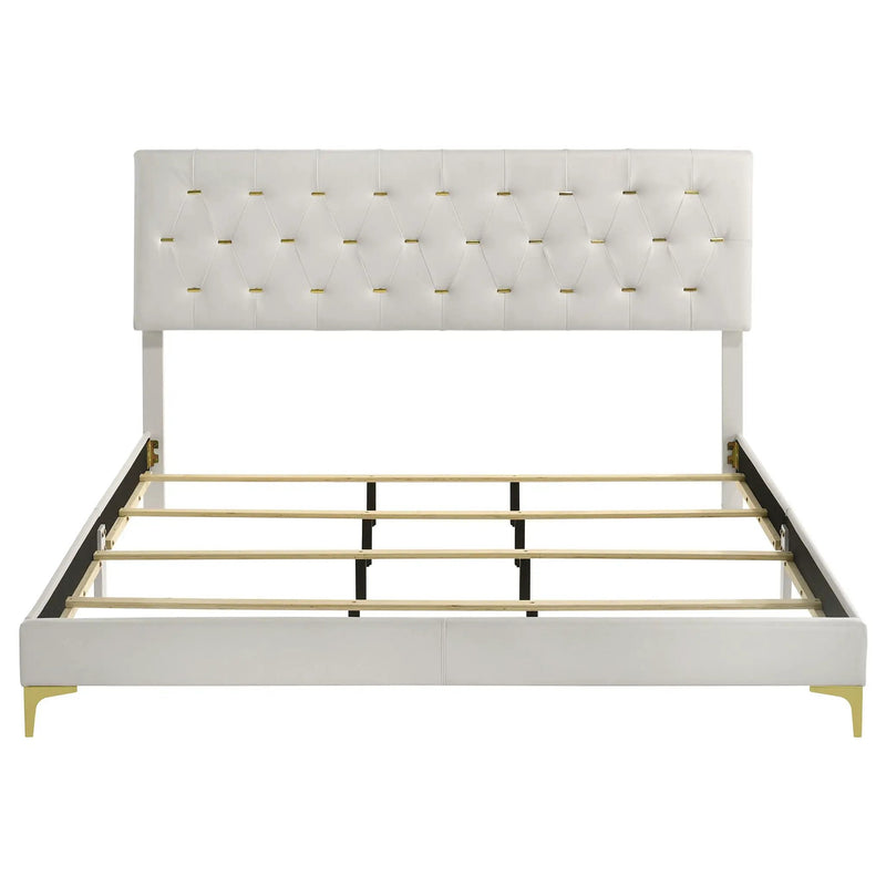 Kendall Upholstered Eastern King Panel Bed White by Unique Piece Furniture