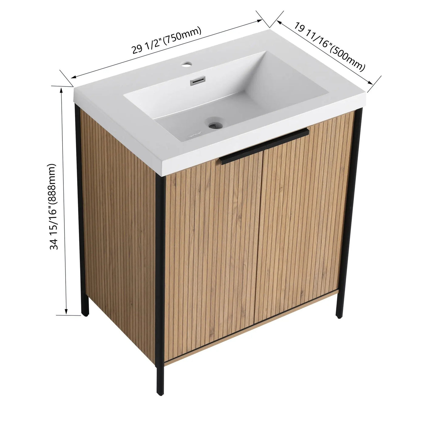 Modern Freestanding Bathroom Vanity With Resin Sink & Soft Close Cabinet Doors by HouseOfZazla