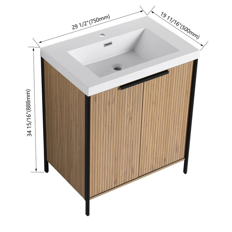 Modern Freestanding Bathroom Vanity With Resin Sink & Soft Close Cabinet Doors by HouseOfZazla