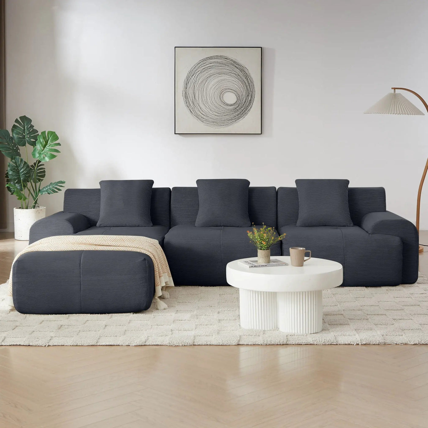 L Shaped Modular Sectional Sofa And Movable Ottoman by HouseOfZazla