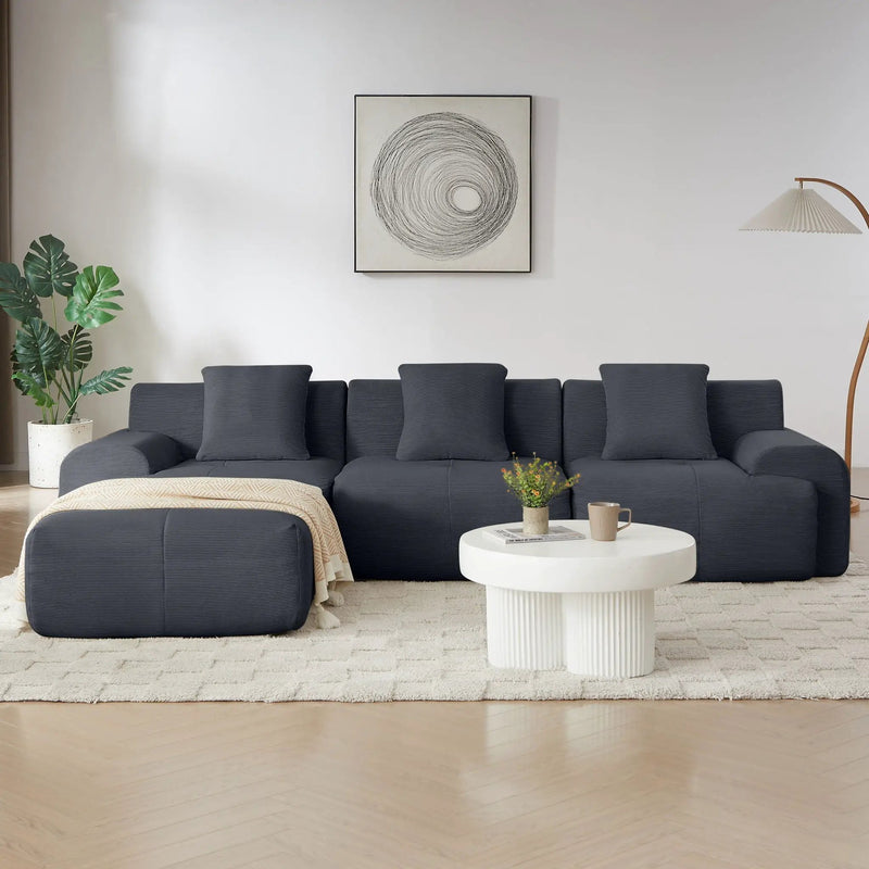 L Shaped Modular Sectional Sofa And Movable Ottoman by Unique Piece Furniture